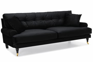 Andrew Howard Soffgrupp 102 cm med Fotpall och Hjul i Sammet - Svart - Möbler - Soffa - Soffgrupp - Soffgrupp 3 2 1
