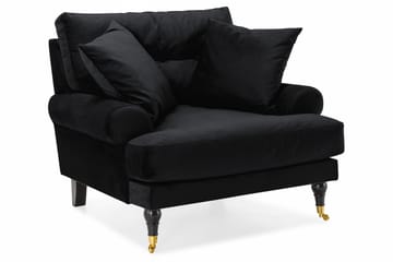 Andrew Howard Soffgrupp 102 cm med Fotpall och Hjul i Sammet - Svart - Möbler - Soffa - Soffgrupp - Soffgrupp 3 2 1