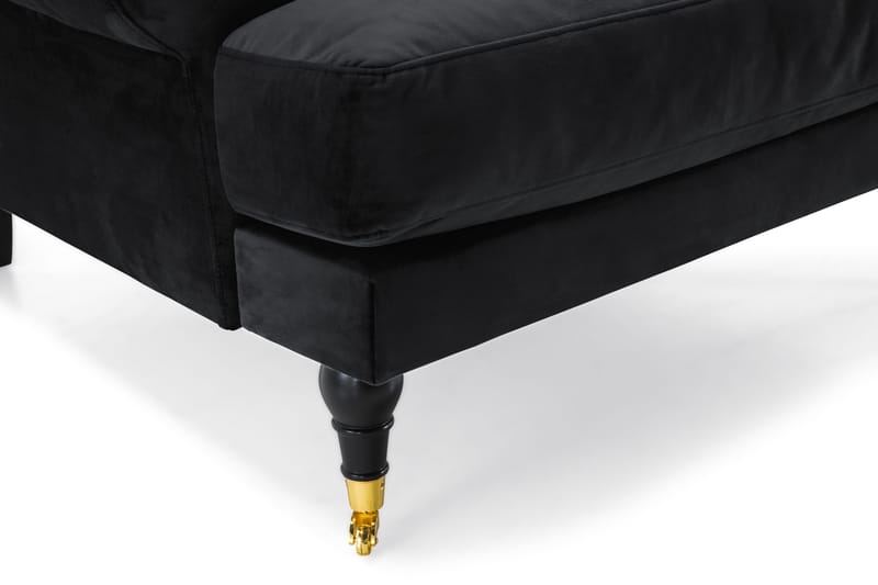 Andrew Howard Soffgrupp 102 cm med Fotpall och Hjul i Sammet - Svart - Möbler - Soffa - Soffgrupp - Soffgrupp 3 2 1
