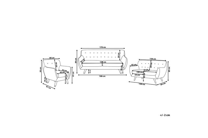 Bodo Soffgrupp 2-Sits+3-Sits+Fåtölj - Trä/Natur - Möbler - Soffa - Soffgrupp