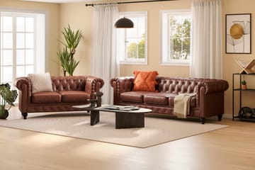 Chesterfield Lyx Soffgrupp 3-sits + 2-sits - Brun - Möbler - Soffa - Soffgrupp - Soffgrupp 3 2 1