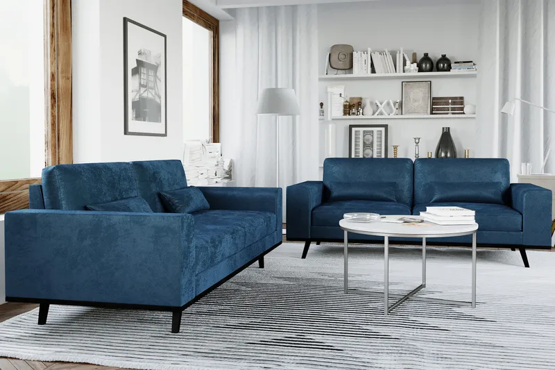 Copenhagen Soffgrupp 3-sits + 2-sits Sammetssoffa - Blå - Möbler - Soffa - Soffgrupp - Soffgrupp 3 2 1