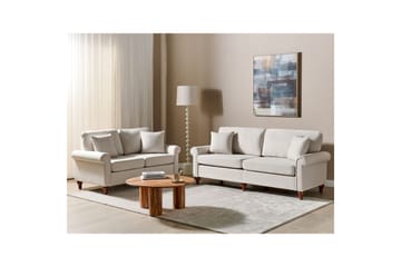 Soffgrupp Ginnerup Beige/mörkt trä - Beige/mörkt trä - Möbler - Soffa - Soffgrupp