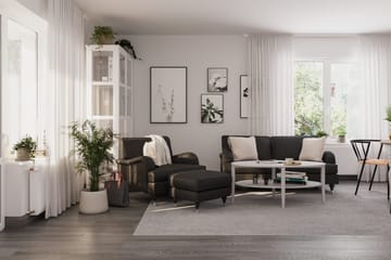 Howard Classic Soffgrupp 2-sits Soffa + Fåtölj + Fotpall i Tyg - Mörkgrå - Möbler - Soffa - Soffgrupp - Soffgrupp 3 2 1