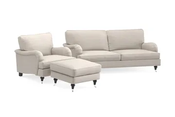 Howard Classic Soffgrupp 3-sits Soffa + Fåtölj + Fotpall i Tyg - Beige - Möbler - Soffa - Soffgrupp - Soffgrupp 3 2 1