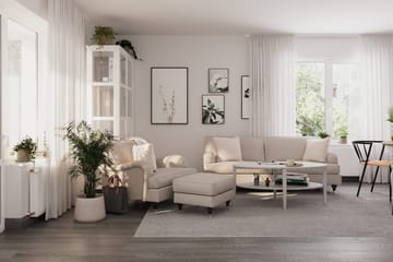 Howard Classic Soffgrupp 3-sits Soffa + Fåtölj + Fotpall i Tyg - Beige - Möbler - Soffa - Soffgrupp - Soffgrupp 3 2 1