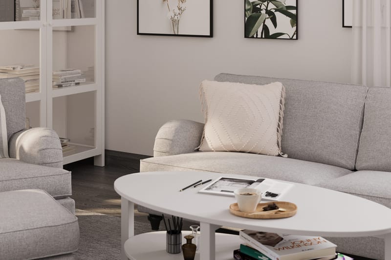 Howard Classic Soffgrupp 3-sits Soffa + Fåtölj + Fotpall i Tyg - Grå - Möbler - Soffa - Soffgrupp - Soffgrupp 3 2 1