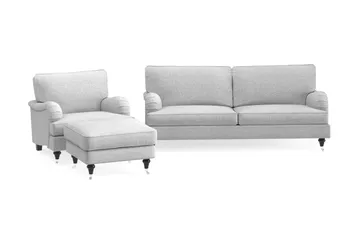 Howard Classic Soffgrupp 3-sits Soffa + Fåtölj + Fotpall i Tyg - Grå - Möbler - Soffa - Soffgrupp - Soffgrupp 3 2 1