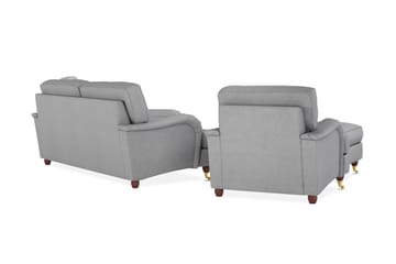 Howard Lyx Soffgrupp 3-sits Soffa + Divanfåtölj + Fåtölj + Fotpall i Tyg - Ljusgrå - Möbler - Soffa - Soffgrupp - Soffgrupp 3 2 1