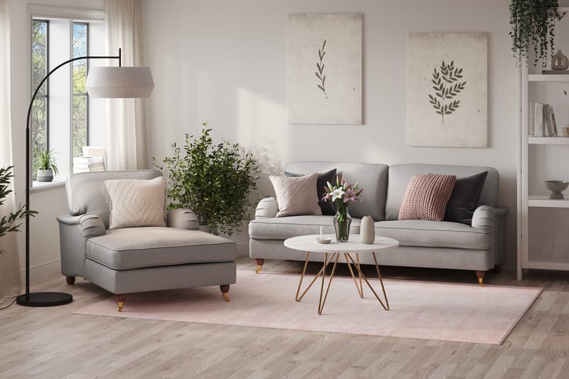 Howard Lyx Soffgrupp 3-sits Soffa + Divanfåtölj i Tyg - Ljusgrå - Möbler - Soffa - Soffgrupp - Soffgrupp 3 2 1