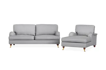 Howard Lyx Soffgrupp 3-sits Soffa + Divanfåtölj i Tyg - Ljusgrå - Möbler - Soffa - Soffgrupp - Soffgrupp 3 2 1