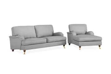 Howard Lyx Soffgrupp 3-sits Soffa + Divanfåtölj i Tyg - Ljusgrå - Möbler - Soffa - Soffgrupp - Soffgrupp 3 2 1