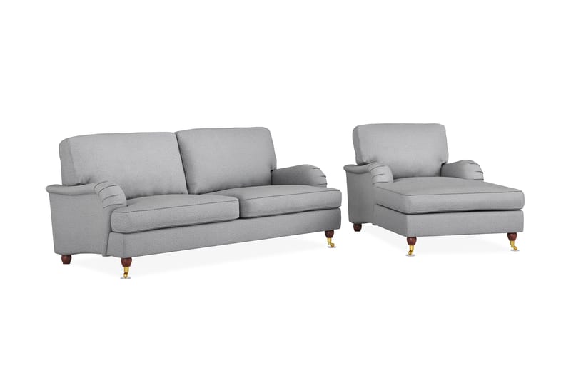Howard Lyx Soffgrupp 3-sits Soffa + Divanfåtölj i Tyg - Ljusgrå - Möbler - Soffa - Soffgrupp - Soffgrupp 3 2 1
