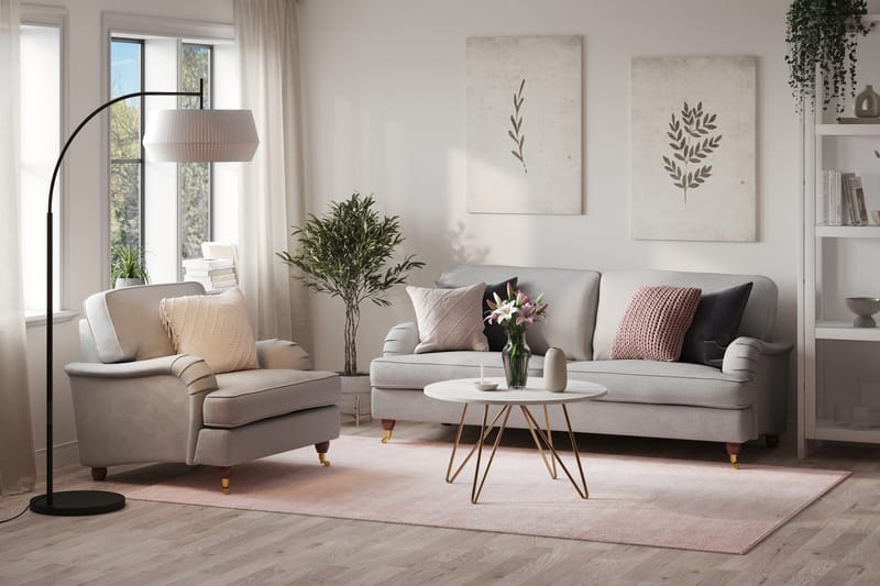 Howard Lyx Soffgrupp 3-sits Soffa + Fåtölj i Tyg - Ljusgrå - Möbler - Soffa - Soffgrupp - Soffgrupp 3 2 1