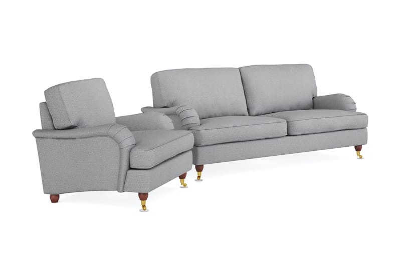 Howard Lyx Soffgrupp 3-sits Soffa + Fåtölj i Tyg - Ljusgrå - Möbler - Soffa - Soffgrupp - Soffgrupp 3 2 1