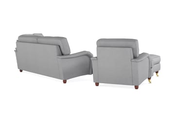 Howard Lyx Soffgrupp 4-sits + 3-sits Soffa + Fåtölj + Fotpall i Tyg - Ljusgrå - Möbler - Soffa - Soffgrupp - Soffgrupp 3 2 1