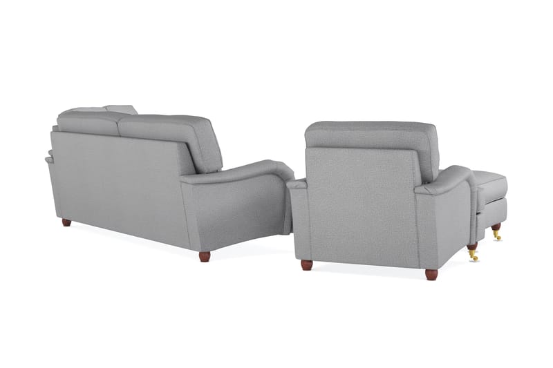 Howard Lyx Soffgrupp 4-sits + 3-sits Soffa + Fåtölj + Fotpall i Tyg - Ljusgrå - Möbler - Soffa - Soffgrupp - Soffgrupp 3 2 1