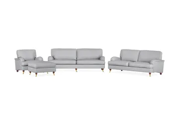 Howard Lyx Soffgrupp 4-sits + 3-sits Soffa + Fåtölj + Fotpall i Tyg - Ljusgrå - Möbler - Soffa - Soffgrupp - Soffgrupp 3 2 1