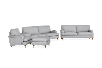 Howard Lyx Soffgrupp 4-sits + 3-sits Soffa + Fåtölj + Fotpall i Tyg - Ljusgrå - Möbler - Soffa - Soffgrupp - Soffgrupp 3 2 1