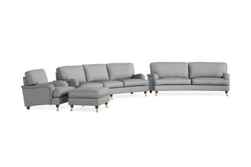 Howard Lyx Soffgrupp 4-sits + 3-sits Svängd Soffa + Fåtölj + Fotpall i Tyg - Ljusgrå - Möbler - Soffa - Soffgrupp - Soffgrupp 3 2 1
