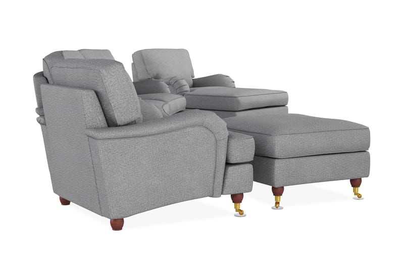Howard Lyx Soffgrupp 4-sits Svängd Soffa + Divanfåtölj + Fåtölj + Fotpall i Tyg - Ljusgrå - Möbler - Soffa - Soffgrupp - Soffgrupp 3 2 1