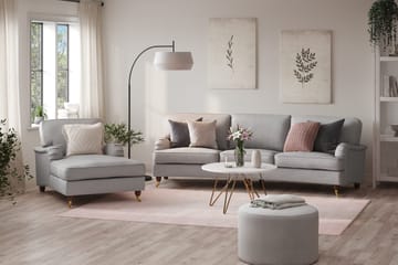 Howard Lyx Soffgrupp 4-sits Svängd Soffa + Divanfåtölj i Tyg - Ljusgrå - Möbler - Soffa - Soffgrupp - Soffgrupp 3 2 1