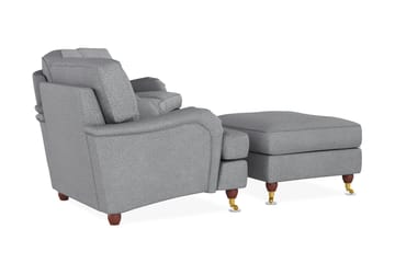 Howard Lyx Soffgrupp 4-sits Svängd Soffa + Fåtölj + Fotpall i Tyg - Ljusgrå - Möbler - Soffa - Soffgrupp - Howard soffgrupp