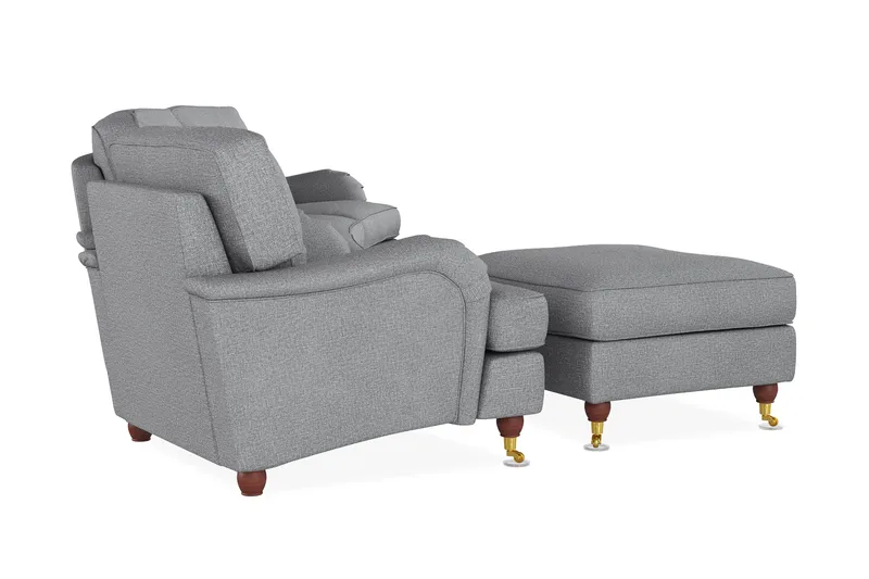 Howard Lyx Soffgrupp 4-sits Svängd Soffa + Fåtölj + Fotpall i Tyg - Ljusgrå - Möbler - Soffa - Soffgrupp - Howard soffgrupp