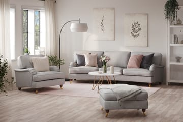 Howard Lyx Soffgrupp 4-sits Svängd Soffa + Fåtölj + Fotpall i Tyg - Ljusgrå - Möbler - Soffa - Soffgrupp - Howard soffgrupp