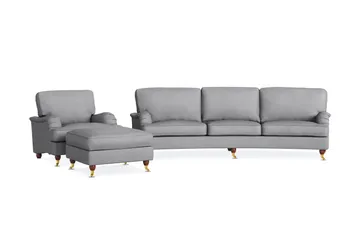 Howard Lyx Soffgrupp 4-sits Svängd Soffa + Fåtölj + Fotpall i Tyg - Ljusgrå - Möbler - Soffa - Soffgrupp - Howard soffgrupp