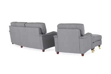 Howard Lyx Soffgrupp 4-sits Svängd Soffa + Fåtölj + Fotpall i Tyg - Ljusgrå - Möbler - Soffa - Soffgrupp - Howard soffgrupp