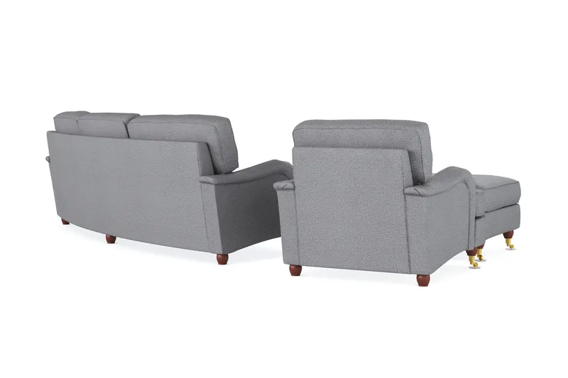 Howard Lyx Soffgrupp 4-sits Svängd Soffa + Fåtölj + Fotpall i Tyg - Ljusgrå - Möbler - Soffa - Soffgrupp - Howard soffgrupp