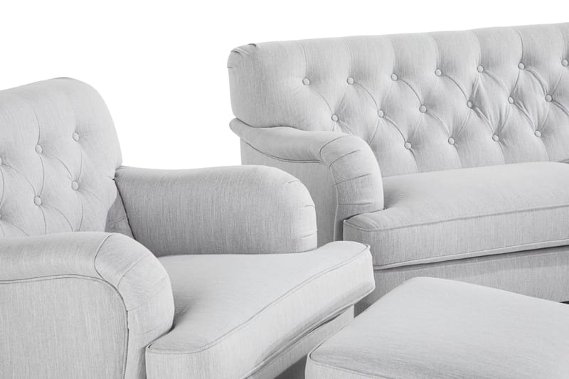 Howard Riviera Soffgrupp 2-sits + 3-sits Soffa + Fåtölj + Fotpall i Tyg - Grå - Möbler - Soffa - Soffgrupp - Soffgrupp 3 2 1