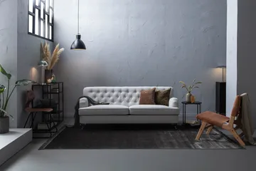 Howard Riviera Soffgrupp 2-sits + 3-sits Soffa + Fåtölj + Fotpall i Tyg - Grå - Möbler - Soffa - Soffgrupp - Soffgrupp 3 2 1