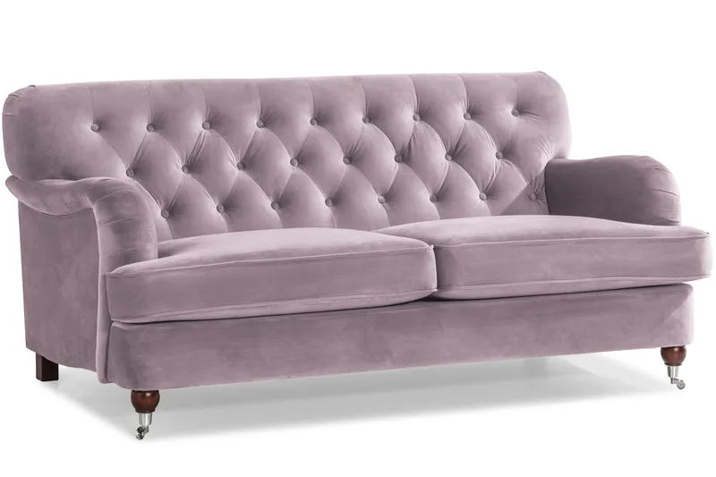 Howard Riviera Soffgrupp 3-sits + 2-sits Soffa + Fåtölj + Fotpall i Sammet - Lila - Möbler - Soffa - Soffgrupp - Soffgrupp 3 2 1