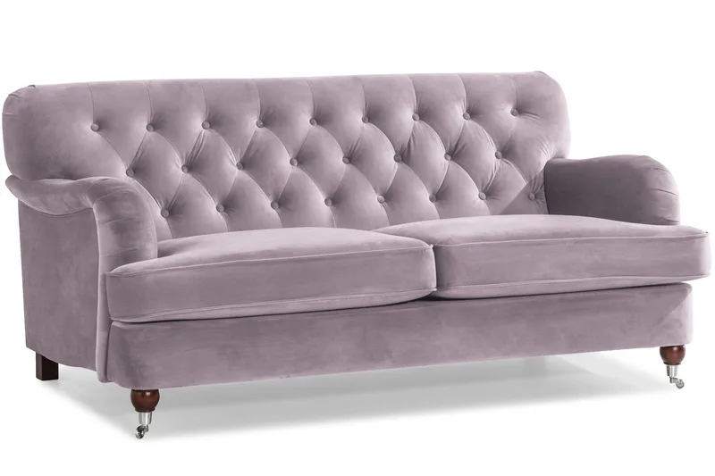 Howard Riviera Soffgrupp Svängd 3-sits + 2-sits Soffa + Fåtölj + Fotpall i Sammet - Lila - Möbler - Soffa - Soffgrupp - Howard soffgrupp