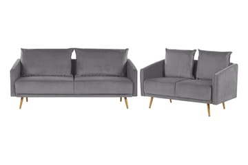 Maurana Soffgrupp 2-sits + 3-sits - Sammet/Grå - Möbler - Soffa - Soffgrupp