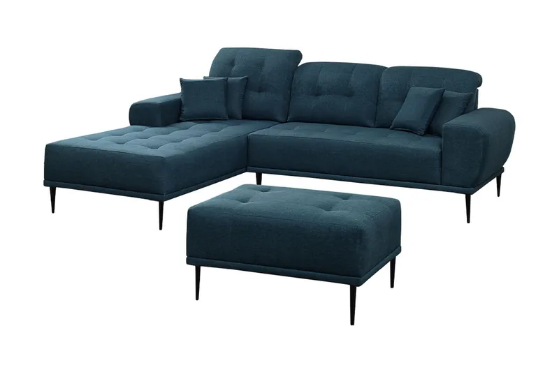 Rapale Soffgrupp Vänster med Fotpall - Blå - Möbler - Soffa - Divansoffor & schäslongsoffa