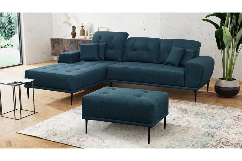 Rapale Soffgrupp Vänster med Fotpall - Blå - Möbler - Soffa - Divansoffor & schäslongsoffa
