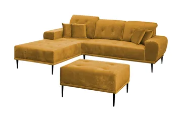 Rapale Soffgrupp Vänster med Fotpall - Sammet/Gul - Möbler - Soffa - Divansoffor & schäslongsoffa