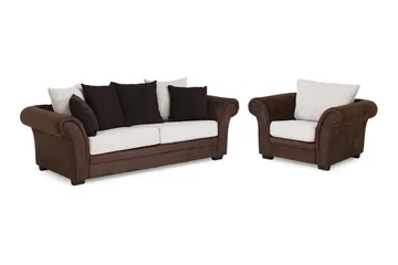 Toronto Soffgrupp 3-Sits+Fåtölj - Brun/Beige - Möbler - Soffa - Soffgrupp - Soffgrupp 3 2 1