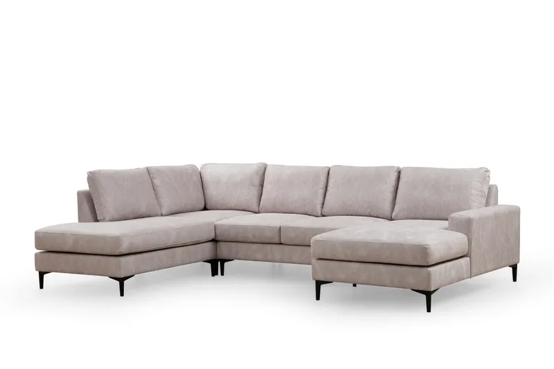 Svanabyn Soffa m. Divan och Schäslong 4-sits, Beige