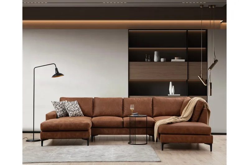 Svanabyn Soffa m. Divan och Schäslong 4-sits - Brun - Möbler - Soffa - U-soffa