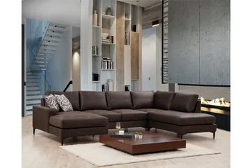 Svanabyn Soffa m. Divan och Schäslong 4-sits - Mörkbrun - Möbler - Soffa - U-soffa