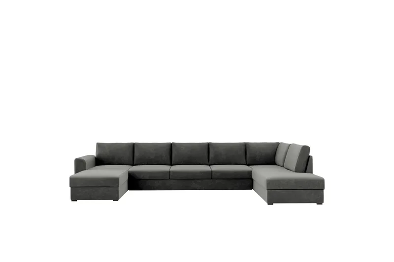 Taberk Soffa med Divan och Schäslong 5-sits, Grå