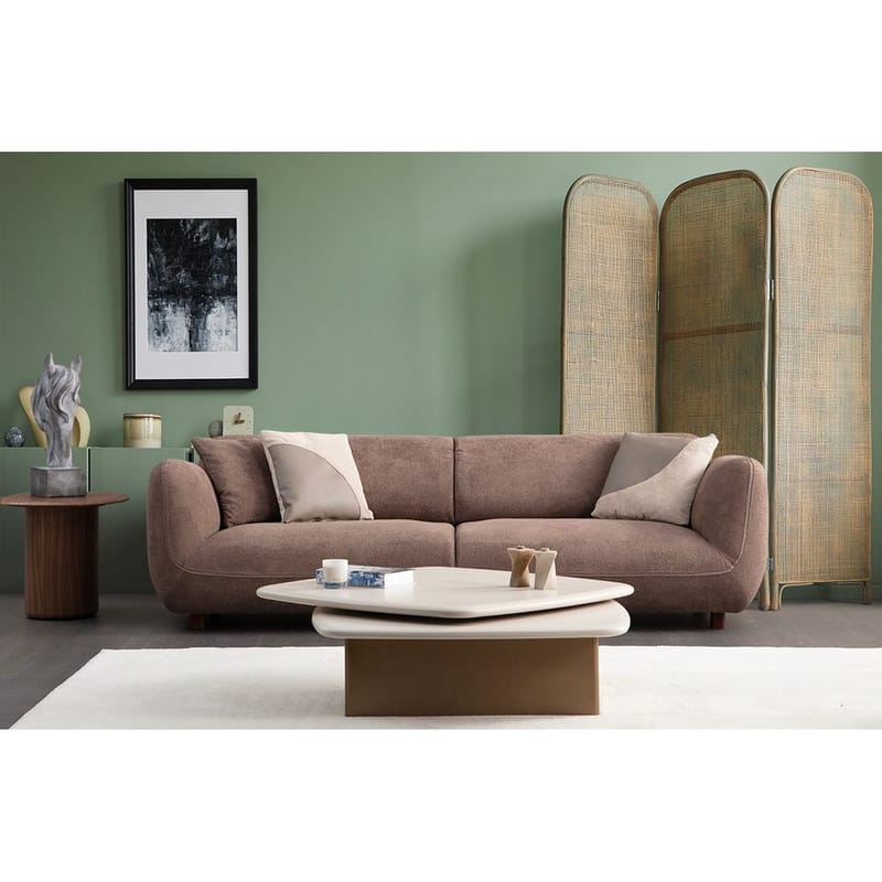 Talrosen 4-sits Svängd Soffa 260 cm i Tyg - Brun - Möbler - Soffa - 4 sits soffa