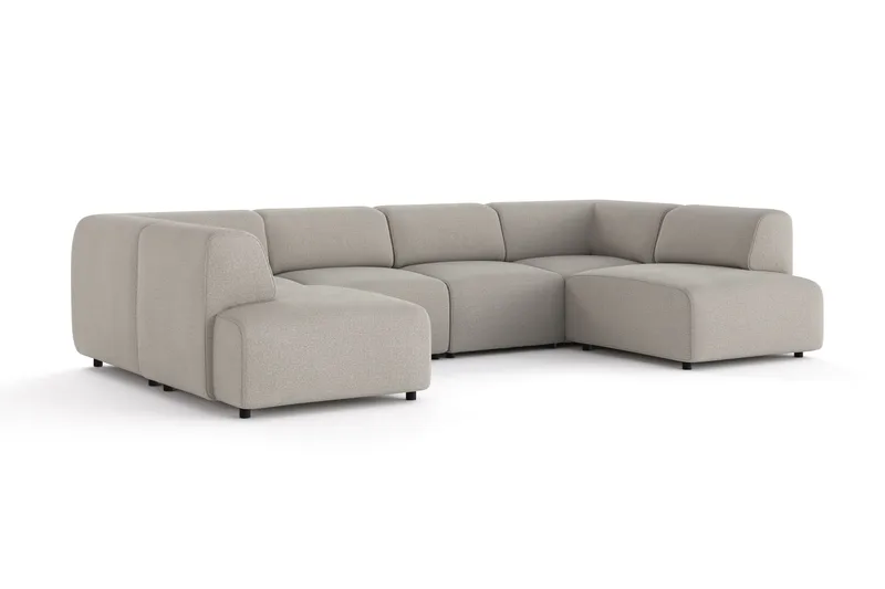 Torvasen 6-sits Soffa med Dubbeldivan i Tyg - Ljusgrå - Möbler - Soffa - U-soffa