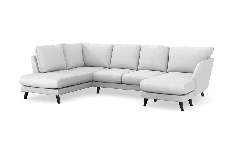 Trend Lyx 4-sits Högervänd U-formad Soffa med Divan och Schäslong i Tyg - Ljusgrå - Möbler - Soffa - U-soffa