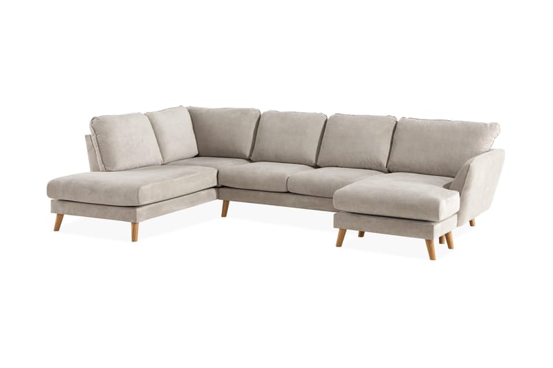 Trend Lyx 4-sits Vänstervänd U-formad Soffa med Divan och Schäslong i Tyg - Beige - Möbler - Soffa - U-soffa
