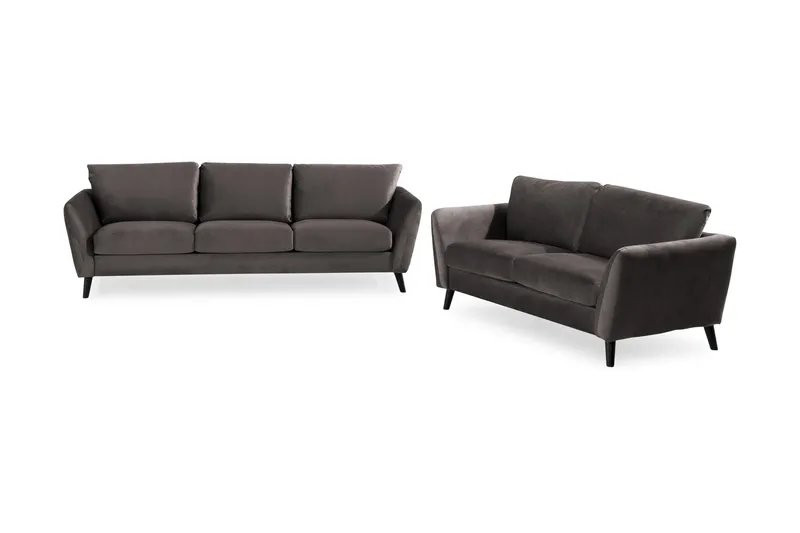 Trend Soffgrupp 3-sits + 2-sits Sammetssoffa - Mörkgrå - Möbler - Soffa - Soffgrupp